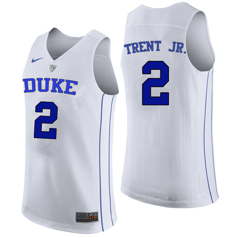 Men Duke Blue Devils #2 Gary Trent Jr. College Basketball Jerseys Sale-White